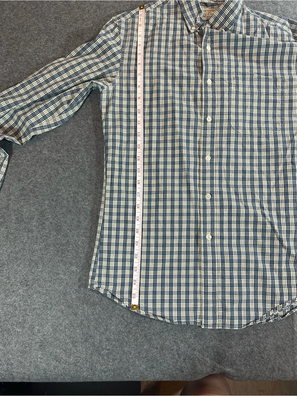 J. Crew Men's Blue Gingham Button-Down Shirt